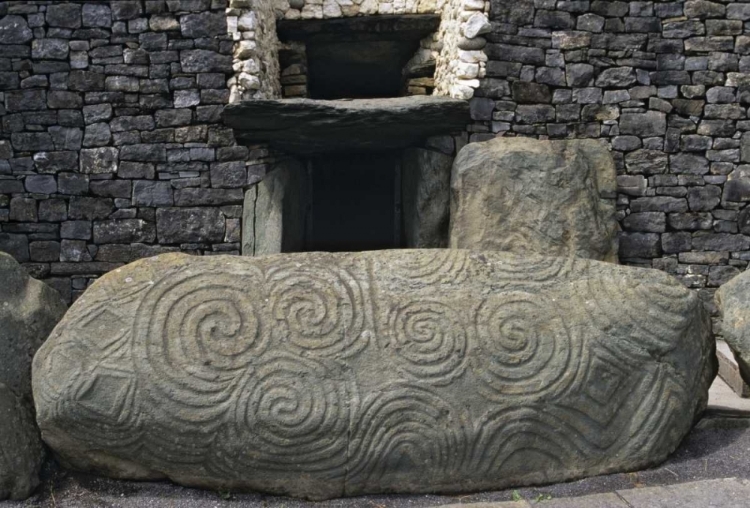 Picture of IRELAND, NEWGRANGE ELABORATELY CARVED STONE