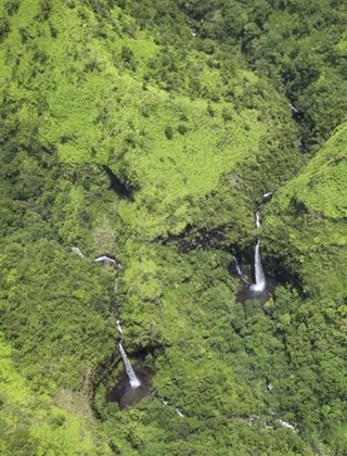 Picture of USA, HAWAII, KAUAI AERIAL VIEW OF WATERFALLS