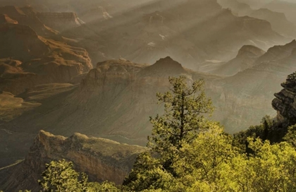 Picture of AZ, GRAND CANYON, GOD RAYS OVER ROCK FORMATIONS