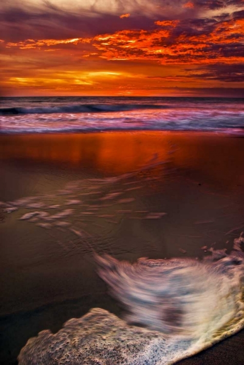 Picture of NEW JERSEY, CAPE MAY SUNSET REFLECTION ON BEACH