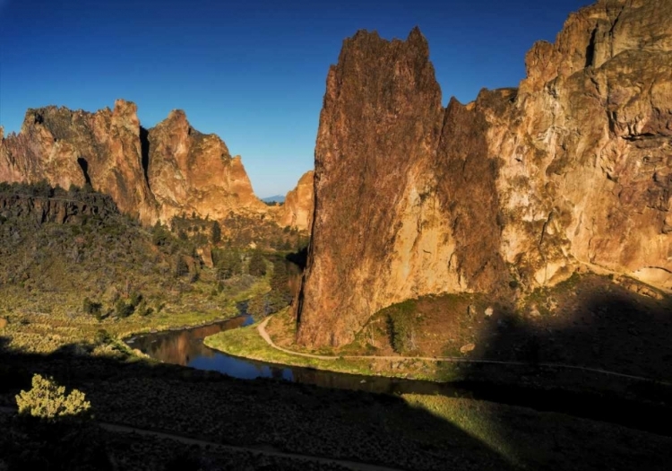 Picture of OR, SMITH ROCK SP MOUNTAIN REFLECTION IN STREAM