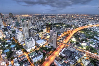 Picture of THAILAND, BANGKOK OVERVIEW OF CITY AT DUSK