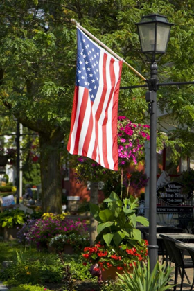 Picture of NY, LEWISTON AMERICAN FLAG ATTACHED TO LAMP POST