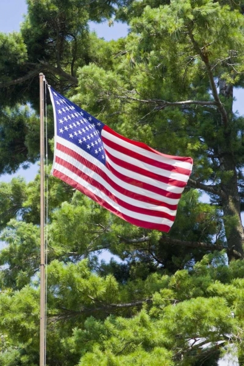 Picture of NY, ST LAWRENCE RIVER AMERICAN FLAG ON FLAGPOLE