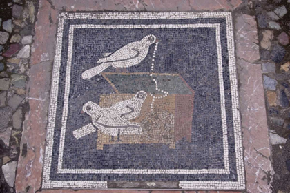 Picture of ITALY, POMPEII BIRD MOSAIC IN HOUSE OF THE FAUN