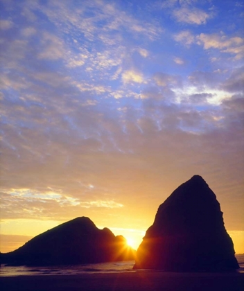 Picture of OREGON, SUNSET OVER GOLD BEACH ON THE COAST