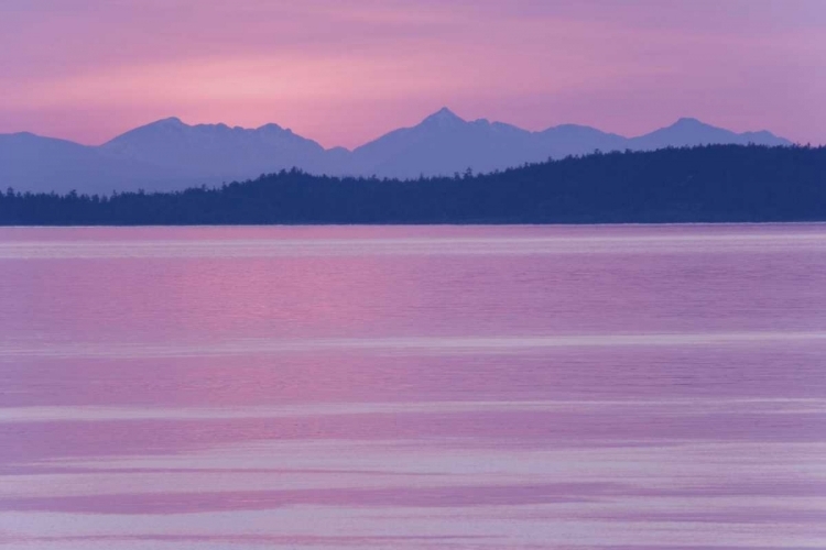 Picture of WA, SAN JUANS, VIEW OVER HARO STRAIGHT AT SUNSET