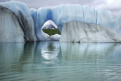 Picture of AK, ALSEK LAKE MOUNTAIN THROUGH HOLE IN ICEBERG