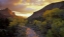 Picture of UT, ZION NP  CANYON LANDSCAPE AT SUNSET