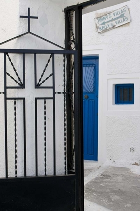 Picture of GREECE, SANTORINI BLACK IRON CHURCH GATE