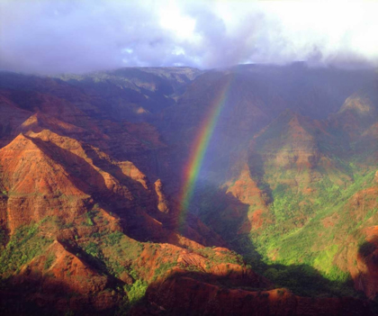 Picture of USA, HAWAII, KAUAI A RAINBOW OVER WAIMEA CANYON