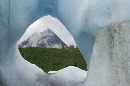 Picture of ALASKA, ALSEK LAKE MOUNTAIN FRAMED BY ICEBERG