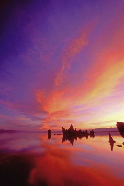 Picture of CA, SUNRISE ON MONO LAKES TUFA FORMATIONS