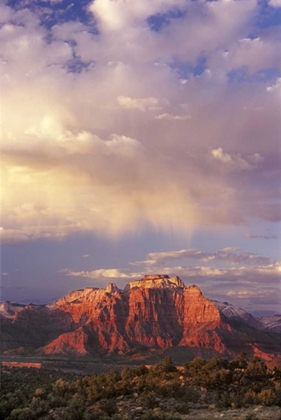 Picture of UT, ZION NP STORM OVER BACK OF WEST TEMPLE