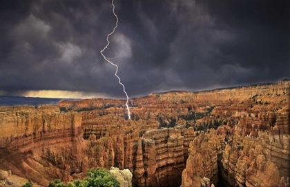 Picture of UT, BRYCE CANYON LIGHTNING OVER THE HOODOOS