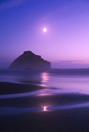 Picture of USA, OREGON MOONRISE OVER FACE ROCK