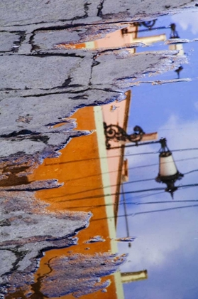 Picture of MEXICO, LANTERN REFLECTION IN PUDDLE