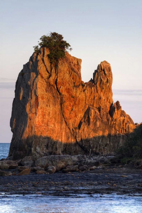 Picture of JAPAN, WAKAGAMA  HASHIGUIIWA ROCKS AT SUNSET