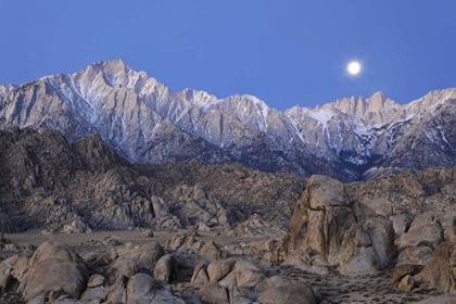 Picture of CA, MOONSET ON LONE PINE PEAK AND MT WHITNEY