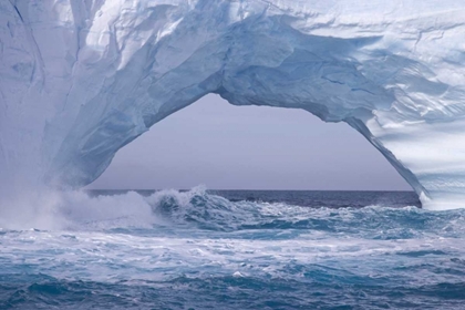 Picture of SOUTH GEORGIA ISLAND WAVES SPLASH UNDER ICEBERG