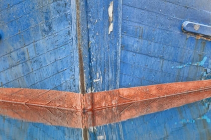 Picture of AK, HOONAH FISHING BOAT BOW REFLECTING IN WATER