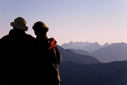 Picture of WA, MOUNT BAKER TWO WOMEN VIEW MOUNTAIN SCENERY