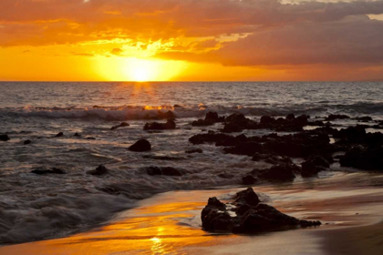 Picture of USA, HAWAII, MAUI, KIHEI SUNSET ON OCEAN BEACH