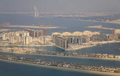 Picture of UAE, DUBAI ARTIFICIAL ISLANDS LINE THE BAY