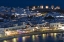 Picture of GREECE, HORA NIGHT VIEW OVERLOOKING HARBOR