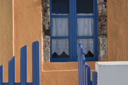 Picture of GREECE, SANTORINI OPEN BLUE GATE AND WINDOW