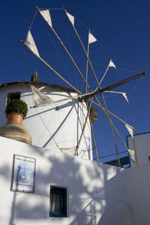 Picture of GREECE, SANTORINI WINDMILL AGAINST BLUE SKY
