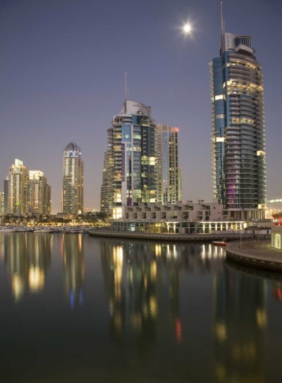 Picture of UAE, DUBAI, MARINA TOWERS REFLECT ON MARINA