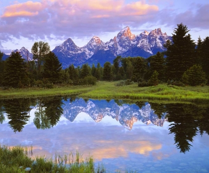 Picture of WYOMING GRAND TETONS REFLECT IN THE SNAKE RIVER