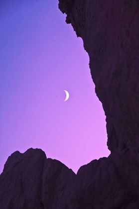Picture of OR, CRESCENT MOON FRAMED BY SEA STACKS