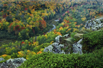 Picture of USA, MICHIGAN RIVER IN AUTUMN LANDSCAPE