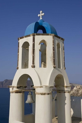 Picture of GREECE, THIRA, OIA CHURCH OVERLOOKS THE SEA