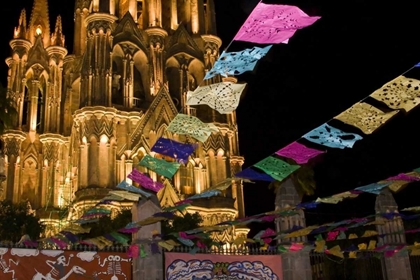 Picture of MEXICO FESTIVAL BANNERS IN FRONT OF A CHURCH