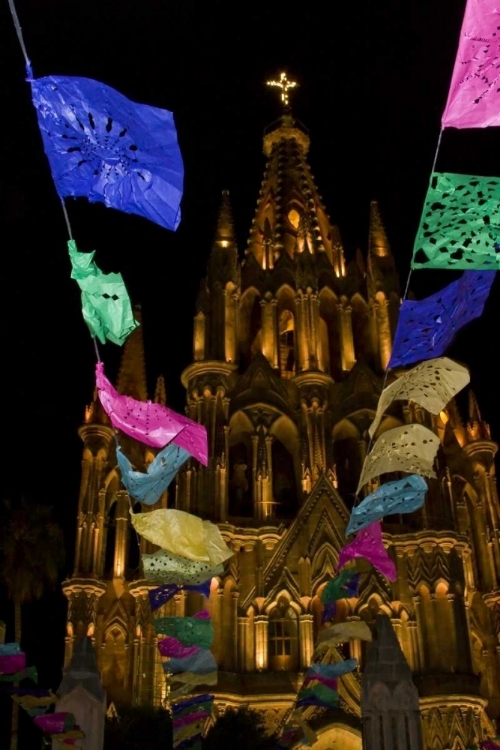 Picture of MEXICO FESTIVAL BANNERS IN FRONT OF A CHURCH