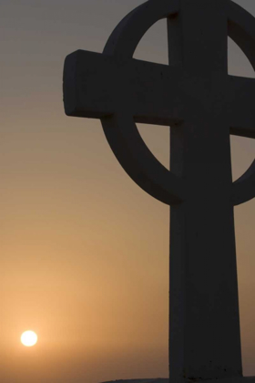 Picture of GREECE, SANTORINI GREEK CROSS AGAINST SUNSET