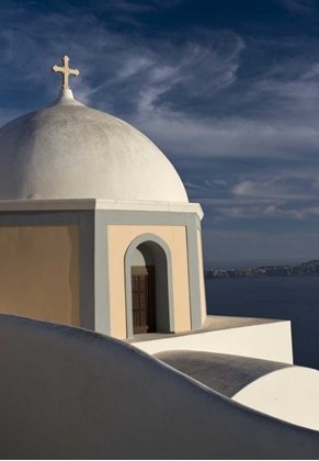 Picture of GREECE, SANTORINI CHURCH DOME AGAINST CLOUDS
