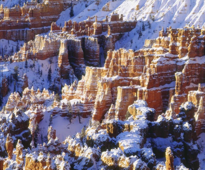 Picture of UT, BRYCE CANYON WINTER SNOW ON ROCK FORMATIONS