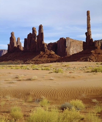 Picture of AZ, MONUMENT VALLEY SANDSTONE SPIRES IN PLATEAU