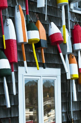 Picture of ME, MOUNT DESERT HANGING BUOYS AND WINDOW
