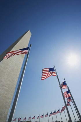 Picture of WASHINGTON DC, FLAGS AND WASHINGTON MONUMENT
