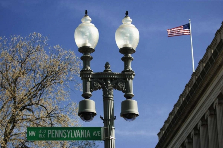 Picture of WASHINGTON DC, HISTORIC STREET SIGN AND LAMP