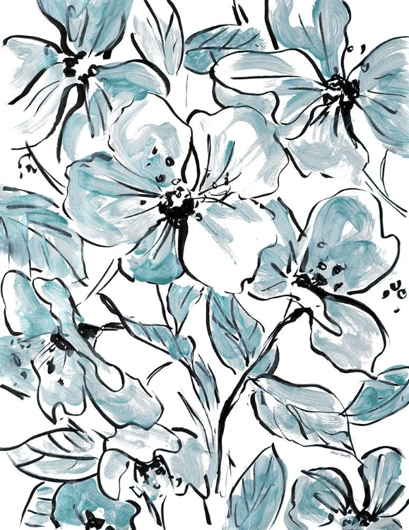 Picture of SKETCH FLORAL IN BLUES I