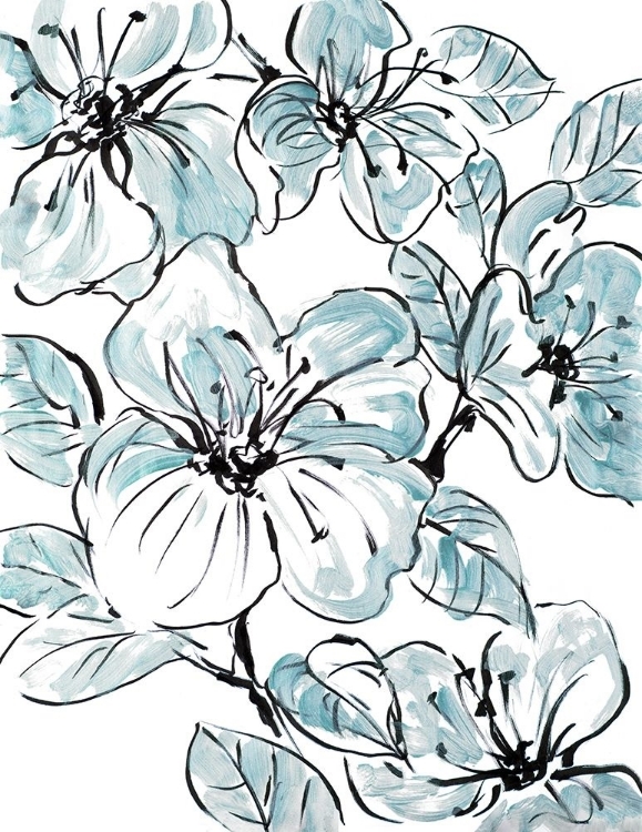 Picture of SKETCH FLORAL IN BLUES II