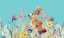 Picture of AMONGST THE FLOWERS ON TEAL I