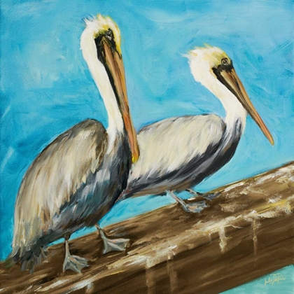 Picture of PELICANS ON POST II
