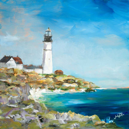 Picture of LIGHTHOUSE ON THE ROCKY SHORE I